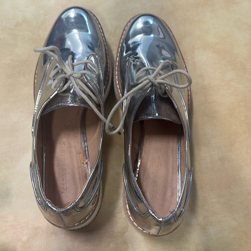 Zara Silver Platform Tennis Shoes